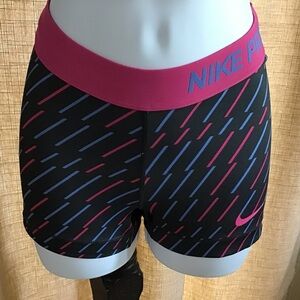Nike Black and Pink Athletic Shorts with Dynamic Design XS